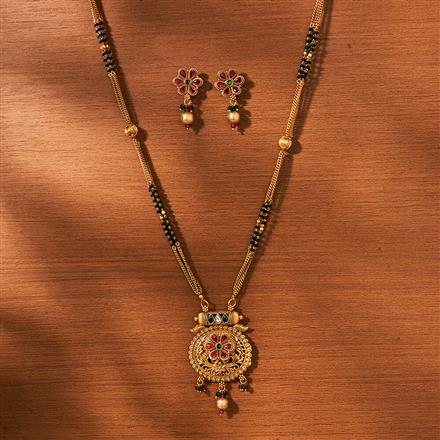 Antique Classic Mangalsutra With Matte Gold Plating