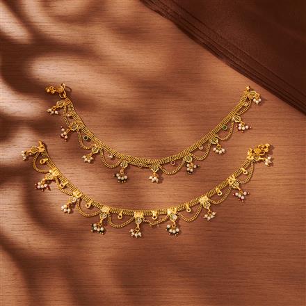 Antique Moti Payal With Gold Plating