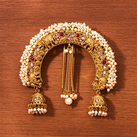 Antique Pearl Hair Brooch With Gold Plating