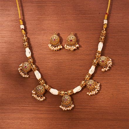 Antique Pearl Necklace With Gold Plating