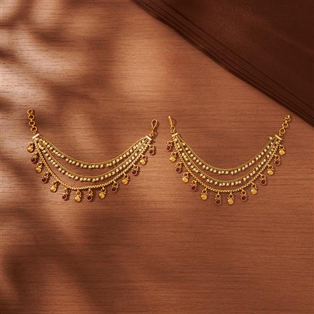 Antique Pearl Ear Chain With Matte Gold Plating