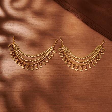 Antique Pearl Ear Chain With Matte Gold Plating