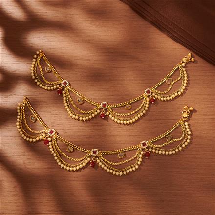 Antique Moti Payal With Gold Plating