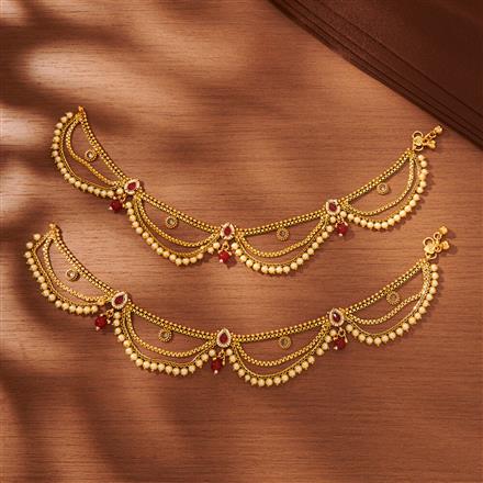 Antique Pearl Payal With Gold Plating
