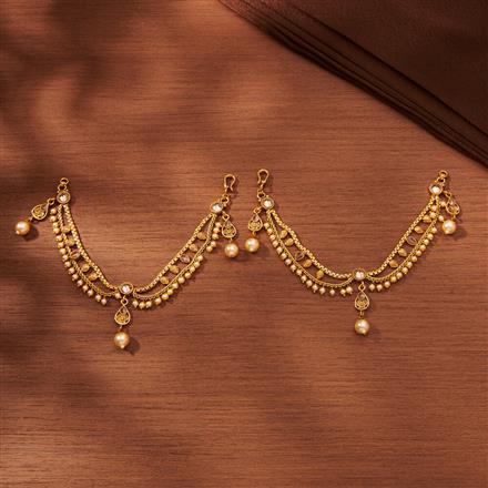 Antique Pearl Ear Chain With Gold Plating