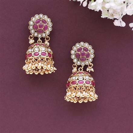 Antique Moti Jhumki With Matte Gold Plating