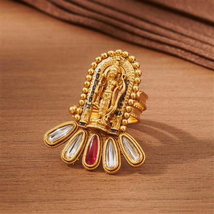 Antique Temple Ring With Matte Gold Plating