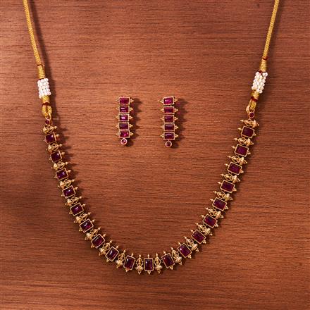 Antique Temple Necklace With Matte Gold Plating