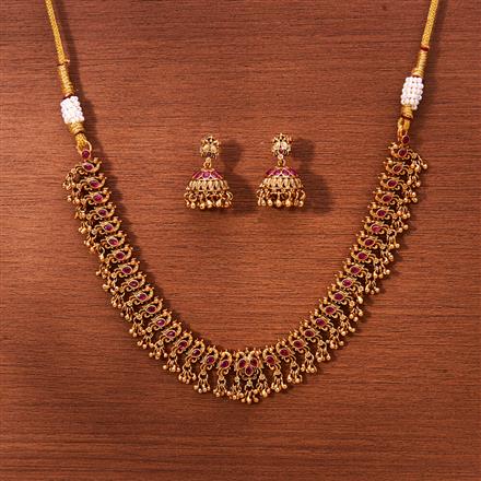 Antique South Indian Necklace With Matte Gold Plating