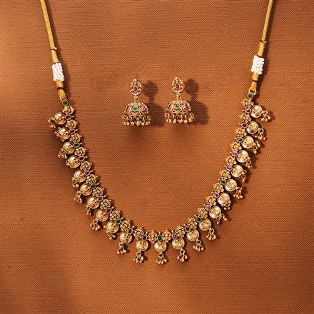 Antique Temple Necklace With Matte Gold Plating