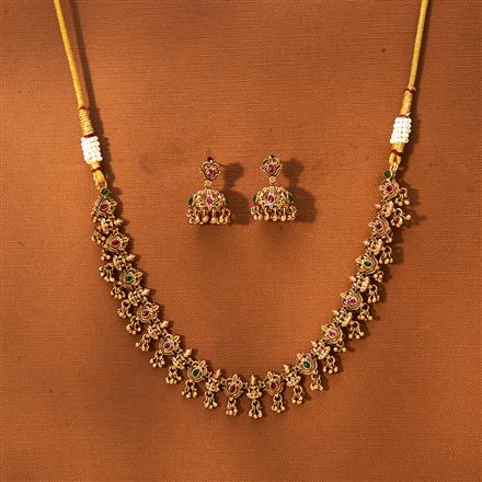 Antique Temple Necklace With Matte Gold Plating