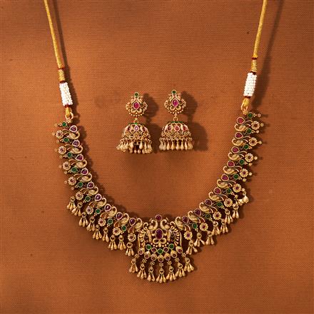 Antique South Indian Necklace With Matte Gold Plating