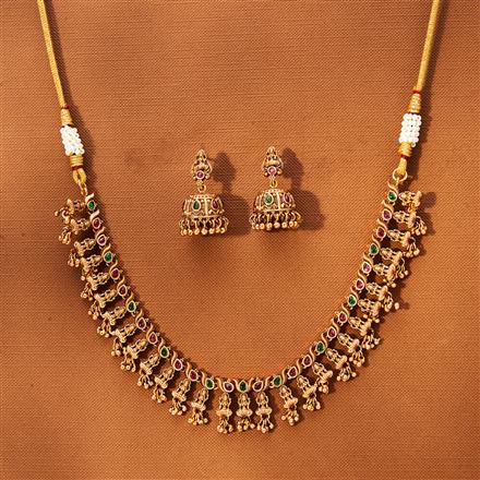 Antique South Indian Necklace With Matte Gold Plating