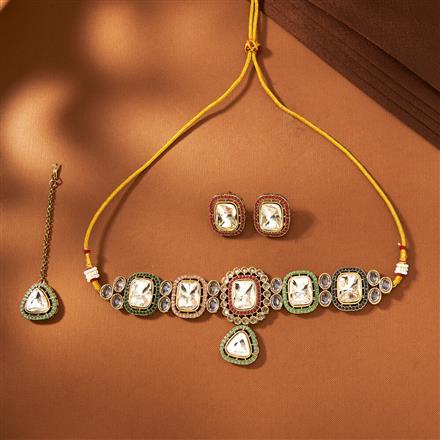 Antique Choker Necklace With Mehndi Plating