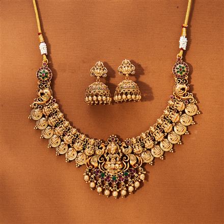 Antique South Indian Necklace With Matte Gold Plating