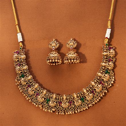 Antique South Indian Necklace With Matte Gold Plating