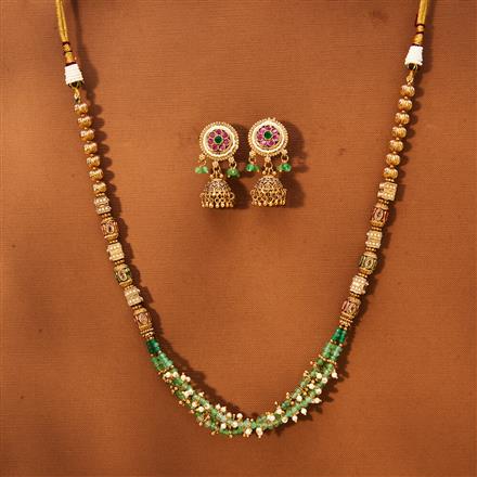 AntiqueMoti Mala Necklace With Gold Plating