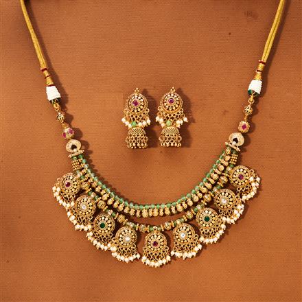 AntiquePearl Mala Necklace With Gold Plating