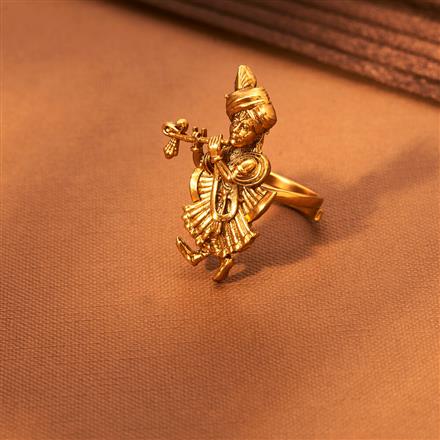 Antique Temple Ring With Matte Gold Plating