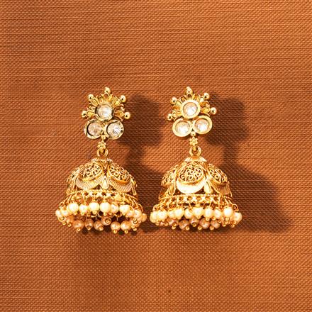 Antique Pearl Jhumki With Gold Plating