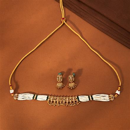 Antique Pearl Necklace With Gold Plating