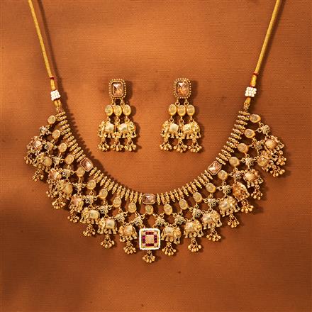 Antique Moti Necklace With Gold Plating