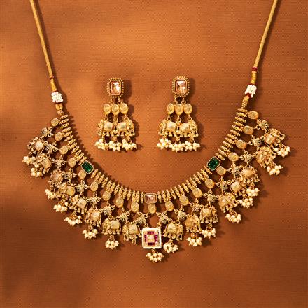 Buy Antique Moti Necklace With Gold Plating 221859 | Kanhai Jewels