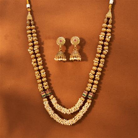 AntiquePearl Mala Necklace With Gold Plating