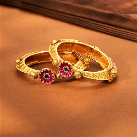 Antique Meenakari Bangles With Matte Gold Plating
