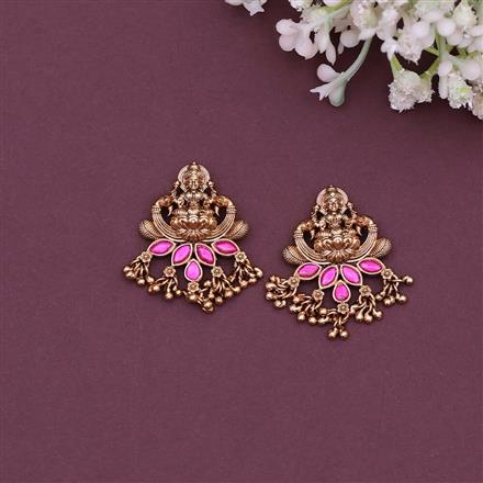 Antique Temple Earring With Matte Gold Plating