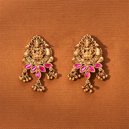 Antique South Indian Earring With Matte Gold Plating