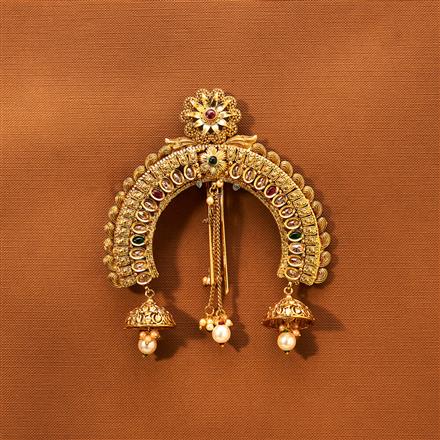 Antique Ambada Hair Brooch With Gold Plating