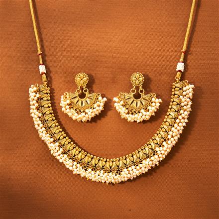 Antique Moti Necklace With Gold Plating