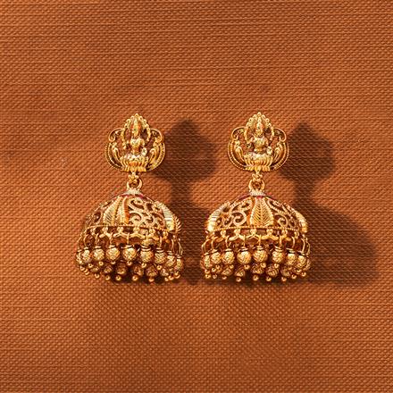Antique South Indian Jhumki With Matte Gold Plating