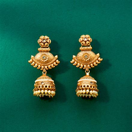 Antique Jhumki With Matte Gold Plating