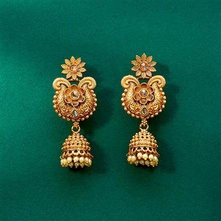 Antique Jhumki With Matte Gold Plating
