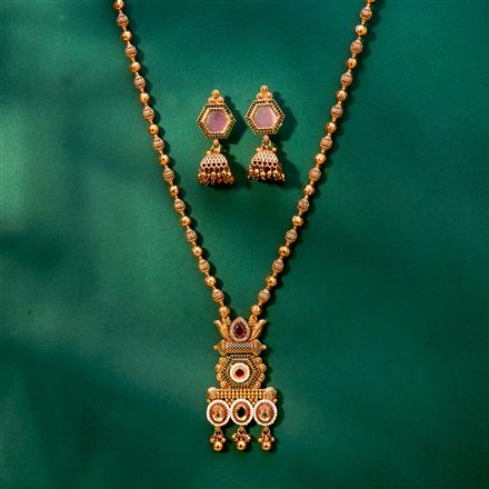 Antique Mala Pendant Set With Gold Plating