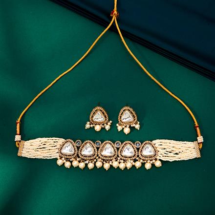 Antique Choker Necklace With Mehndi Plating