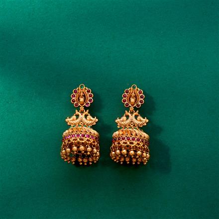 Antique Peacock Earring With Matte Gold Plating