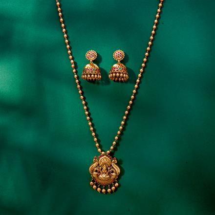Antique South Indian Pendant Set With Matte Gold Plating