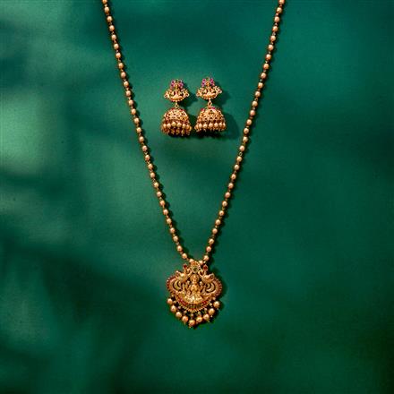 Antique South Indian Pendant Set With Matte Gold Plating