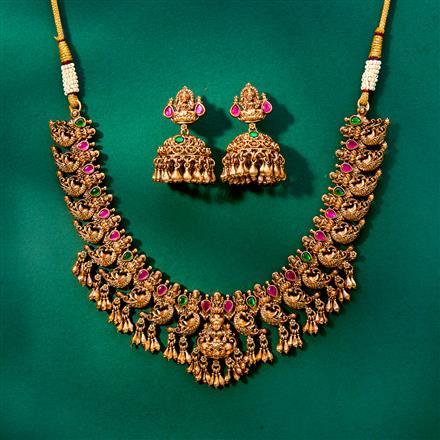 Antique South Indian Necklace With Matte Gold Plating