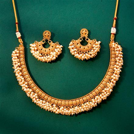 Antique Pearl Necklace With Gold Plating