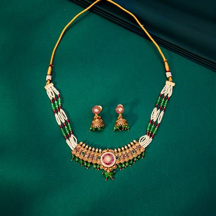 Antique Pearl Necklace With Gold Plating