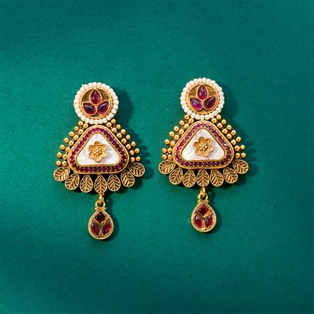 Antique Mother Of Pearl Earring With Gold Plating