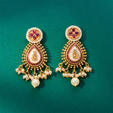 Antique Mother Of Pearl Earring With Gold Plating