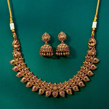 Antique South Indian Necklace With Matte Gold Plating