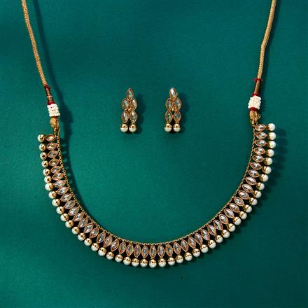 Antique Reverse Ad Stone Necklace With Mehndi Plating