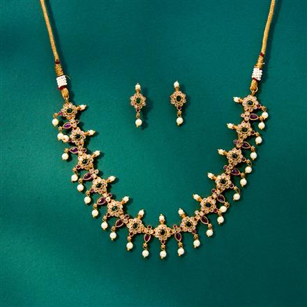 Antique Moti Necklace With Gold Plating