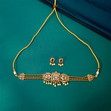 Antique Pearl Necklace With Gold Plating